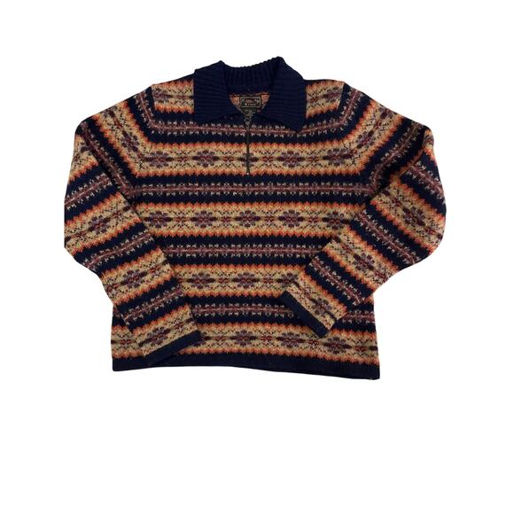 Abercrombie & Fitch Men’s Shetland Wool Fair Isle Half-Zip Sweater – Size M VTG - Picture 2 of 5